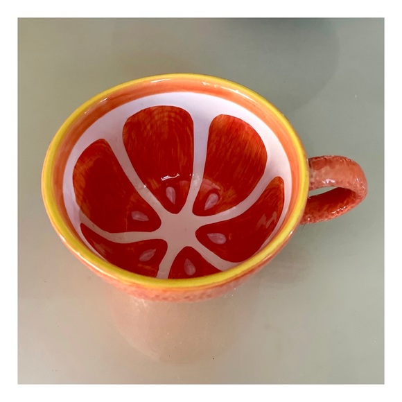 Hand painted Orange Slice Ceramic Coffee Mug with Textured Glaze - Picture 3 of 10